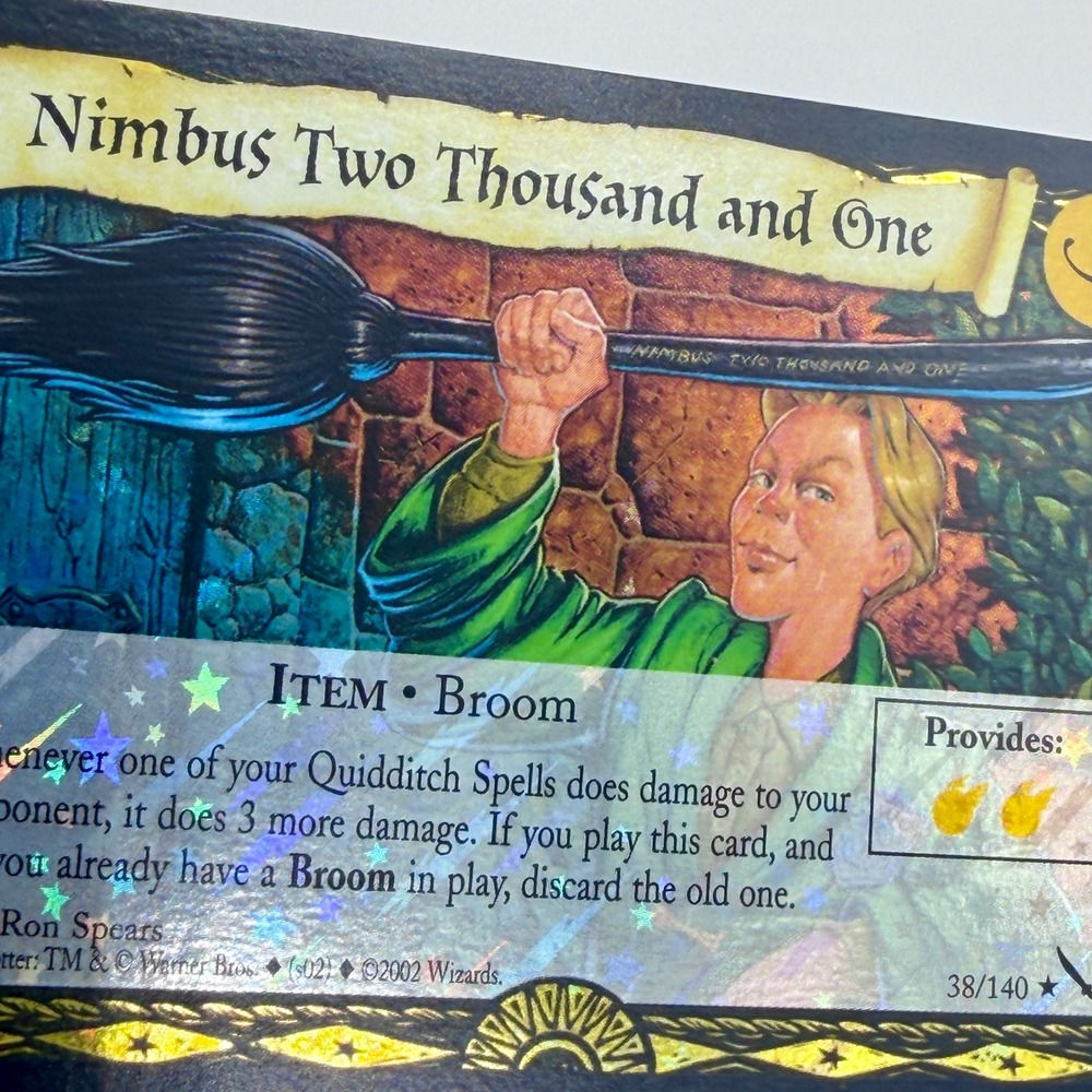 Harry Potter TCG Nimbus Two Thousand and One Holo 38/140 Quidditch Cup Vintage